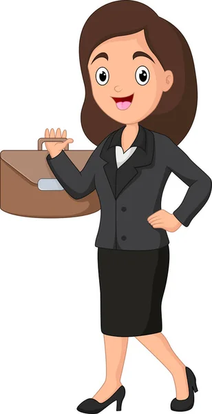 Cartoon Happy Business Woman Standing — Stock Vector