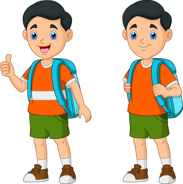 带背包的卡通小男孩 — 图库矢量图片