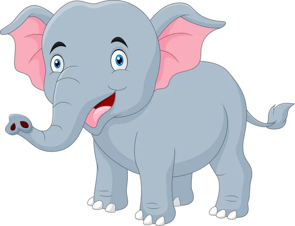 Cute Cartoon Happy Elephant Smile — Stock Vector