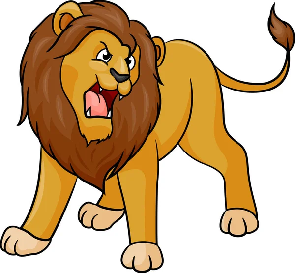 Caricature Lion Rugit — Image vectorielle