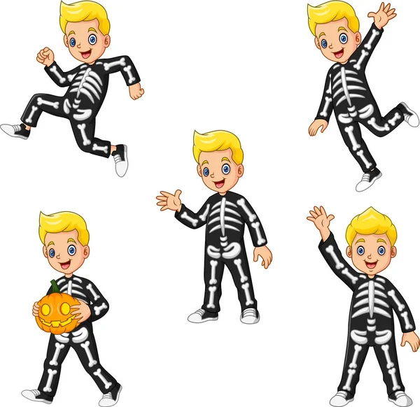 Collection Kids Costume Skeleton — 图库矢量图片