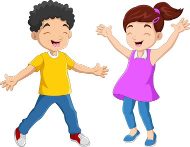Mutlu çocuk çizgi filmi komik çift
