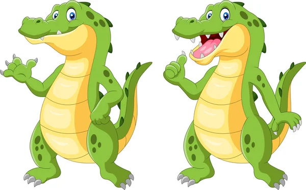 Счастливый Крокодил Стоит Машет Рукой — стоковый вектор