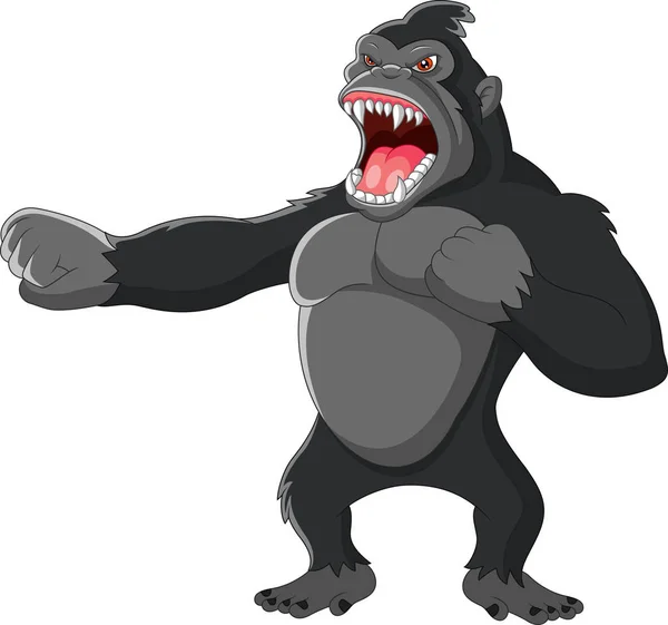 Gorila Irritado Bater Peito —  Vetores de Stock