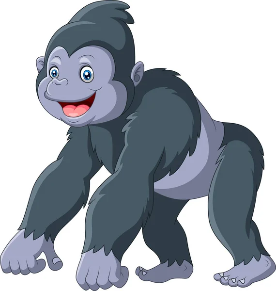 Cartone Animato Divertente Gorilla Sorriso — Vettoriale Stock