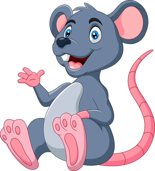 Desenhos Animados Engraçado Mouse Sorriso —  Vetores de Stock