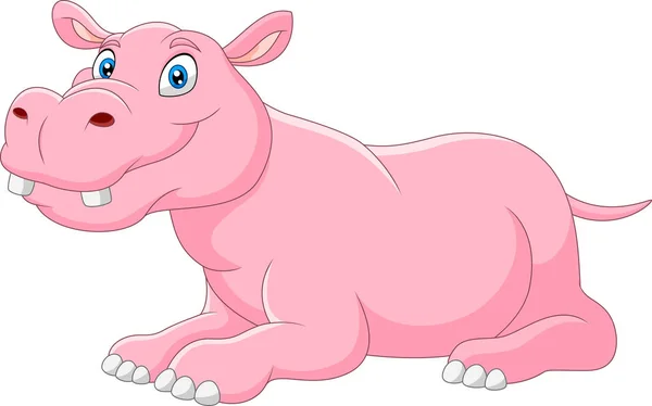 Hipopopotama Kreskówka Zabawny Szczęśliwy — Wektor stockowy