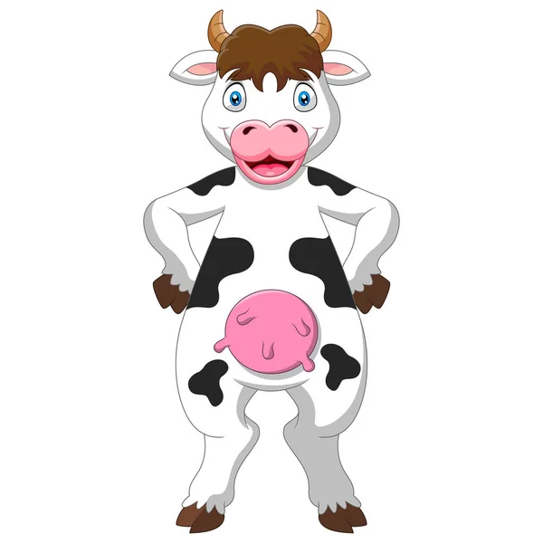 Dibujos Animados Vaca Feliz Pie — Vector de stock