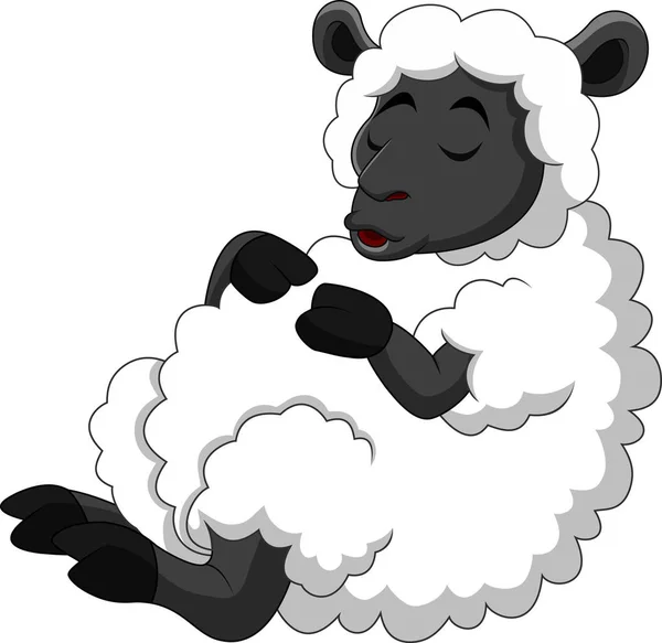 Cartoon Funny Sheep Sleeping — Stock Vector