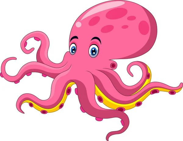 Bonita Caricatura Pulpo Sobre Fondo Blanco — Vector de stock