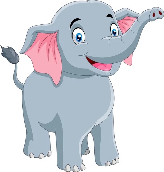 Cute Elephant Cartoon Smiling — Stock Vector