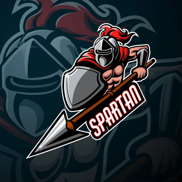 Spartan Mascotte Sport Esport Logo Design — Image vectorielle