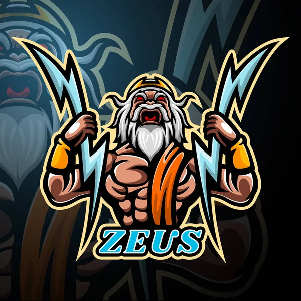 Zeus Maskot Spor Esport Logosu Tasarımı — Stok Vektör