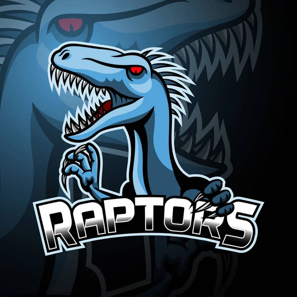 Raptor Esport Logo Disegno Della Mascotte — Vettoriale Stock