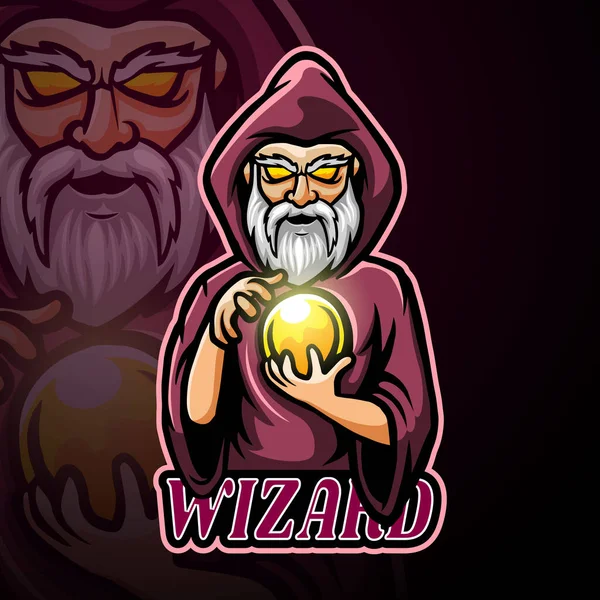 Дизайн Логотипа Wizard Mascot Sport Esport — стоковый вектор