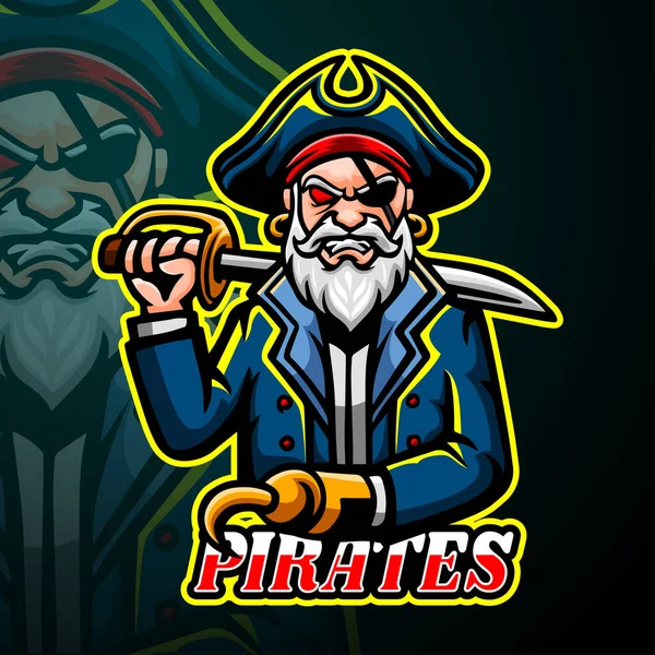 Piráti Maskot Sport Esport Logo Design — Stockový vektor