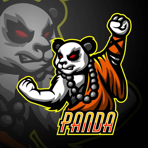 Mestre Panda Mascote Esporte Esport Logotipo Design —  Vetores de Stock