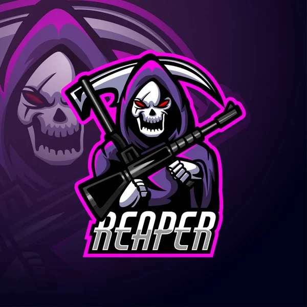 Reaper Esport Logo Maskottchen Design — Stockvektor