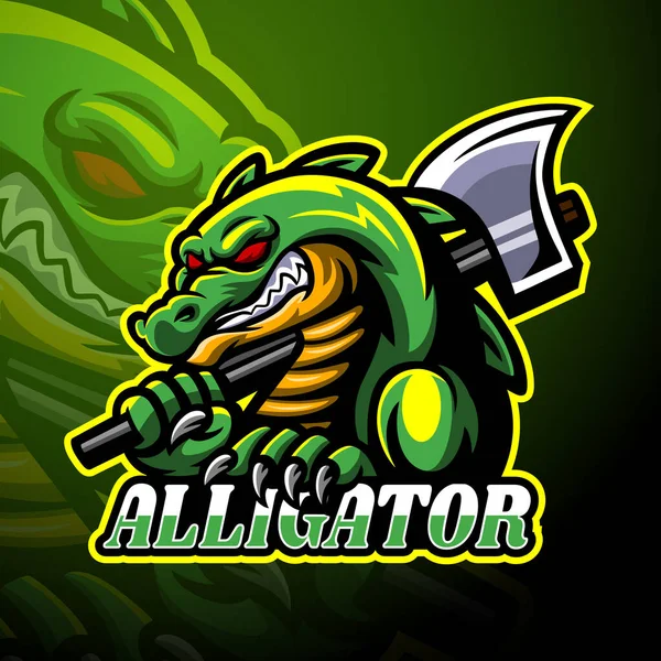 Conception Mascotte Logo Esport Alligator — Image vectorielle