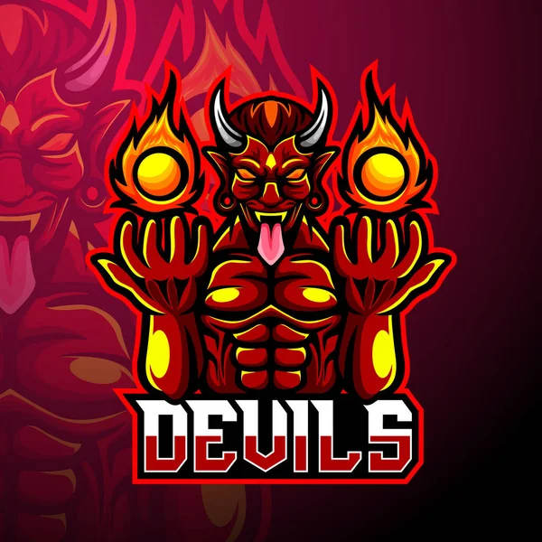 Devil Esport Logo Maskot Design – Stock-vektor