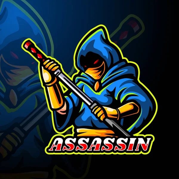 Assasins Esport Logo Mascot Design — Stockvektor