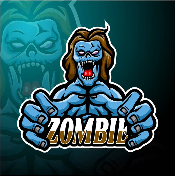 Zombie Esport Logotyp Maskot Design — Stock vektor