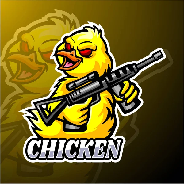 Chicken Esport Logo Projekt Maskotki — Wektor stockowy