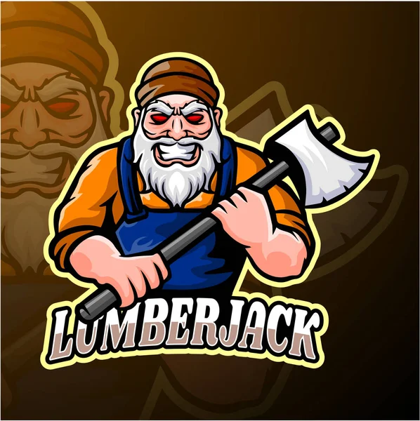 Diseño Mascota Del Logotipo Lumberjack Esport — Vector de stock