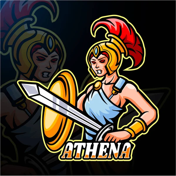 Athena Esport Logo Mascotte Ontwerp — Stockvector