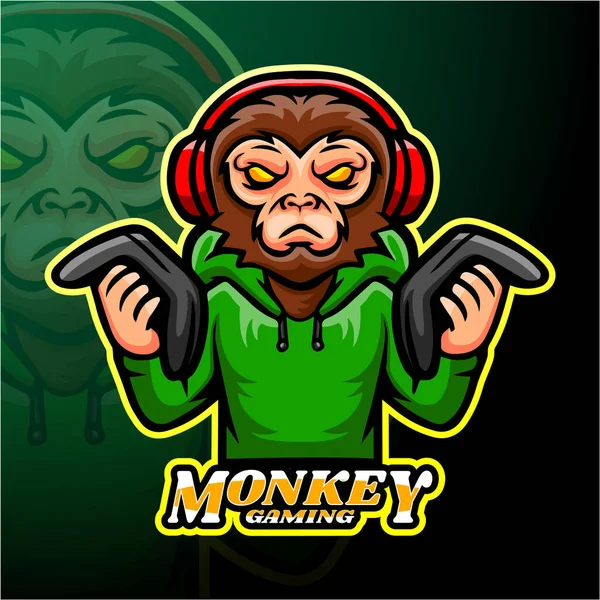 Gaming Monkey Esport Logo Design — Stock Vector