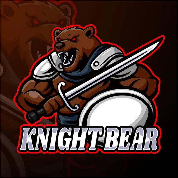 Diseño Mascota Del Logo Knight Bear Esport — Vector de stock