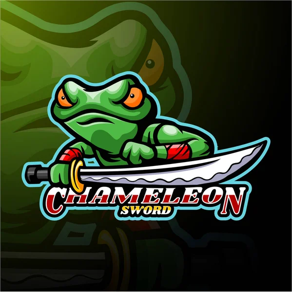 Chameleon Esport Logo Mascot Design — Stock Vector