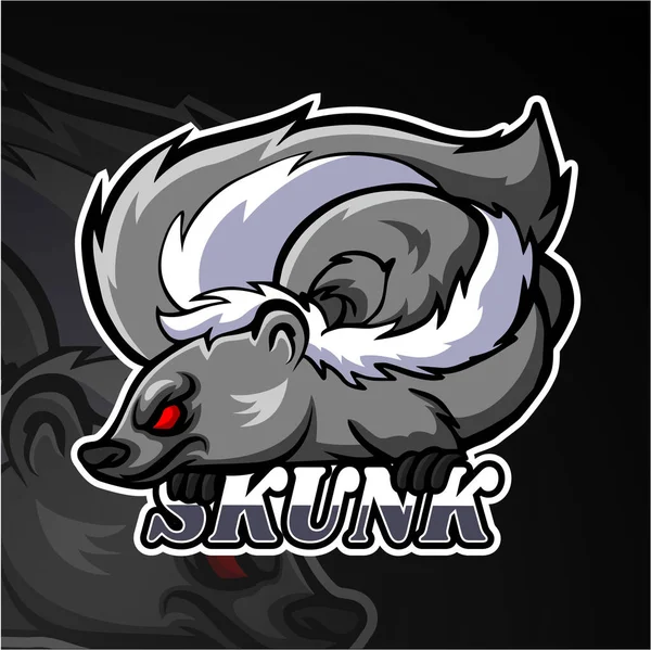 Skunk Esport Logo Maskot Design — Stockový vektor