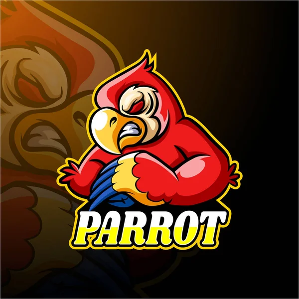 Papagaio Esport Logotipo Mascote Design —  Vetores de Stock