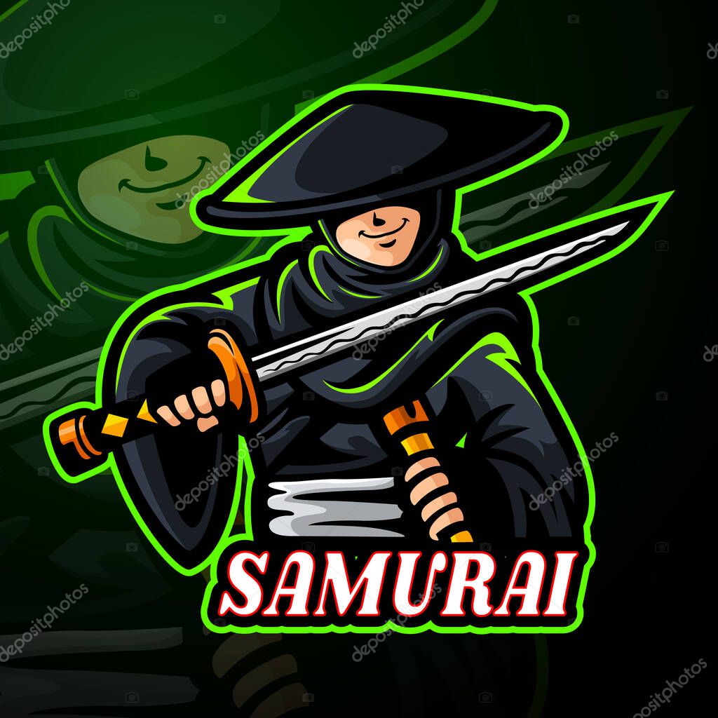 Samurai mascot sport esport logo design