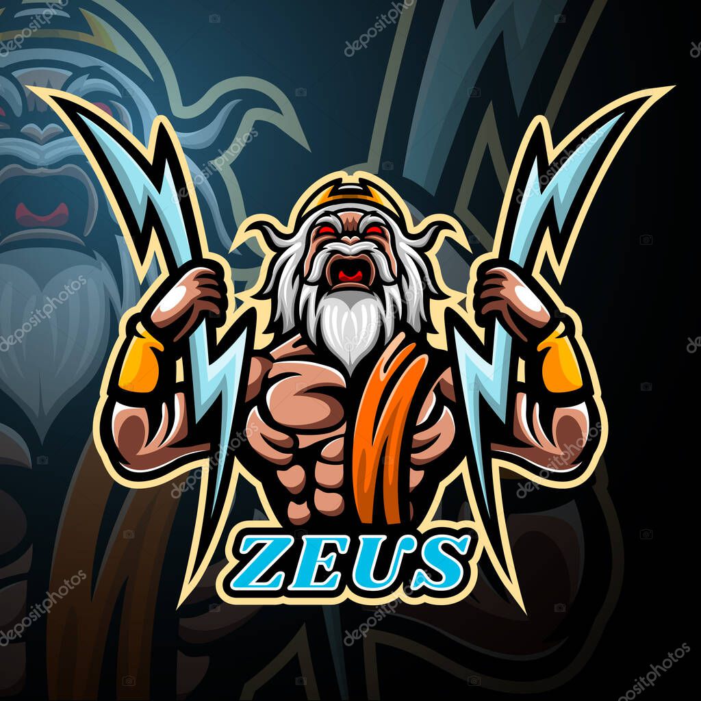 Zeus mascot sport esport logo design