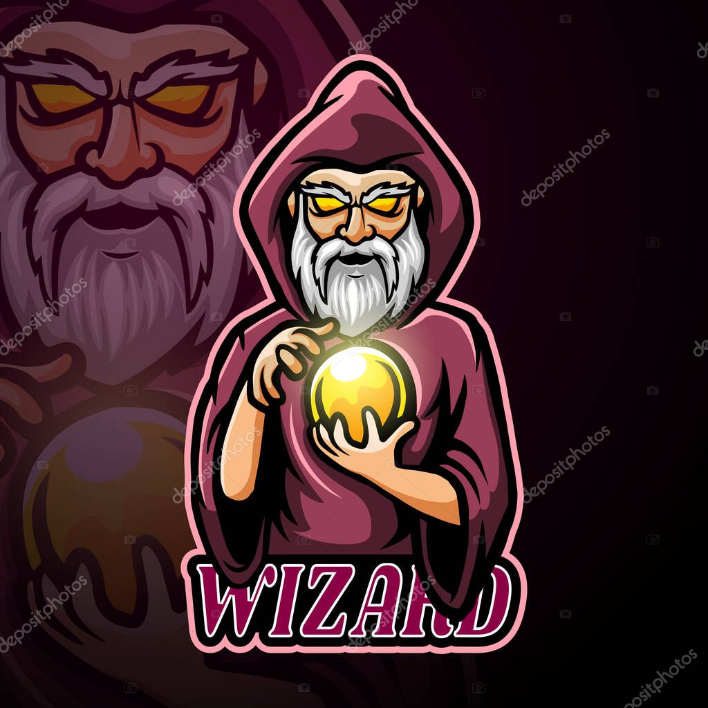 Wizard mascot sport esport logo design