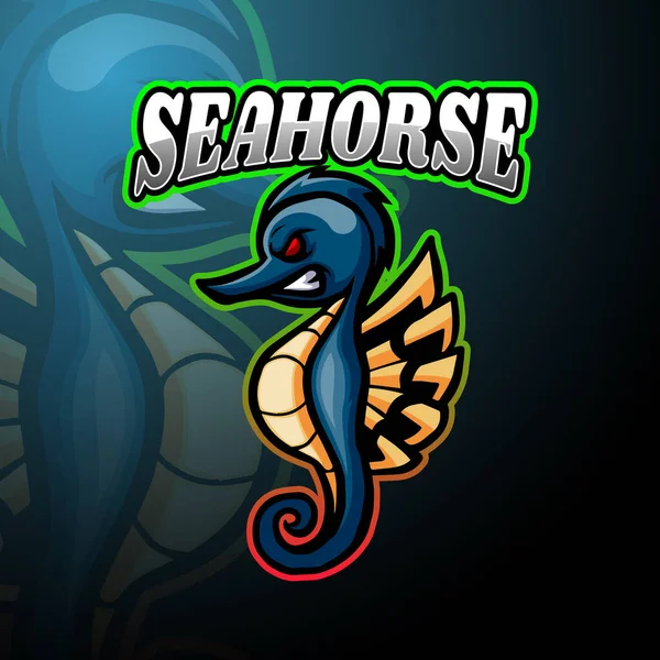 Σχεδιασμός Μασκότ Λογότυπο Esport Seahorse — Διανυσματικό Αρχείο