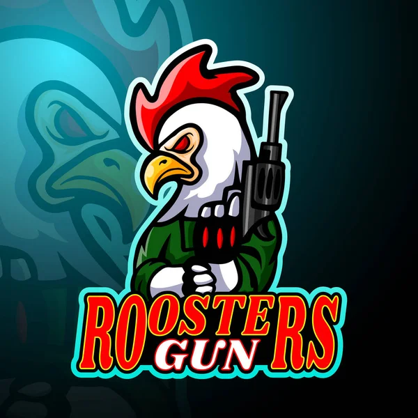 Rooster Esport Logo Mascotte Ontwerp Stockillustratie