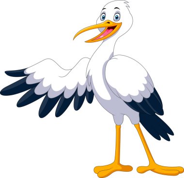 Cute cartoon stork posing waving clipart