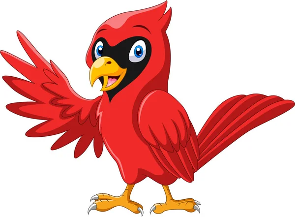Carino Cartone Animato Bellissimo Uccello Cardinale Ondeggiante — Vettoriale Stock