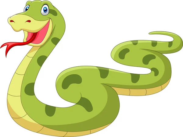 かわいい漫画のヘビが這っている — ストックベクタ