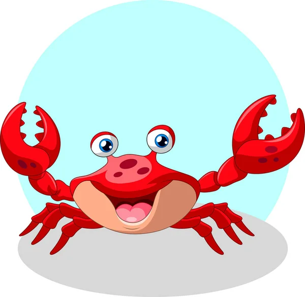 Cute Funny Crab Cartoon Smile — Stock Vector