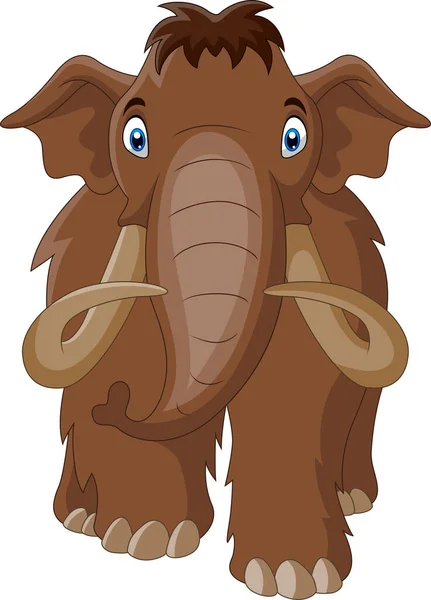 Cartoon Mammoth Walking Cute Happy — Stock Vector