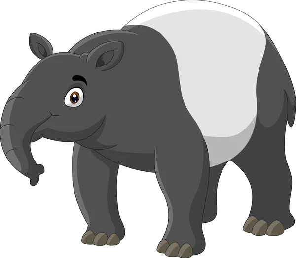 Happy Tapir Cartoon Geïsoleerd Witte Achtergrond — Stockvector
