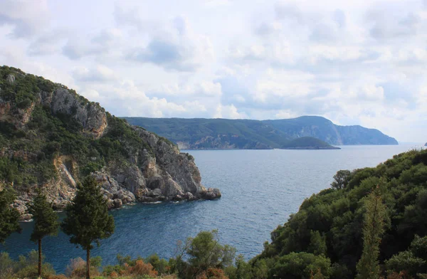 Une Image Belle Plage Paleokastritsa Sur Île Corfou Grèce — Photo