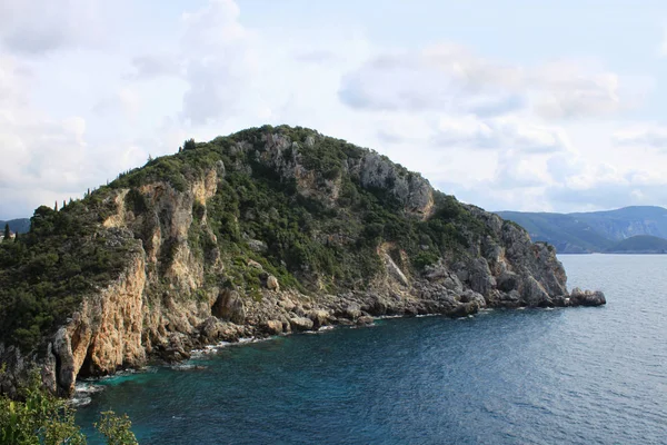 Une Image Belle Plage Paleokastritsa Sur Île Corfou Grèce — Photo