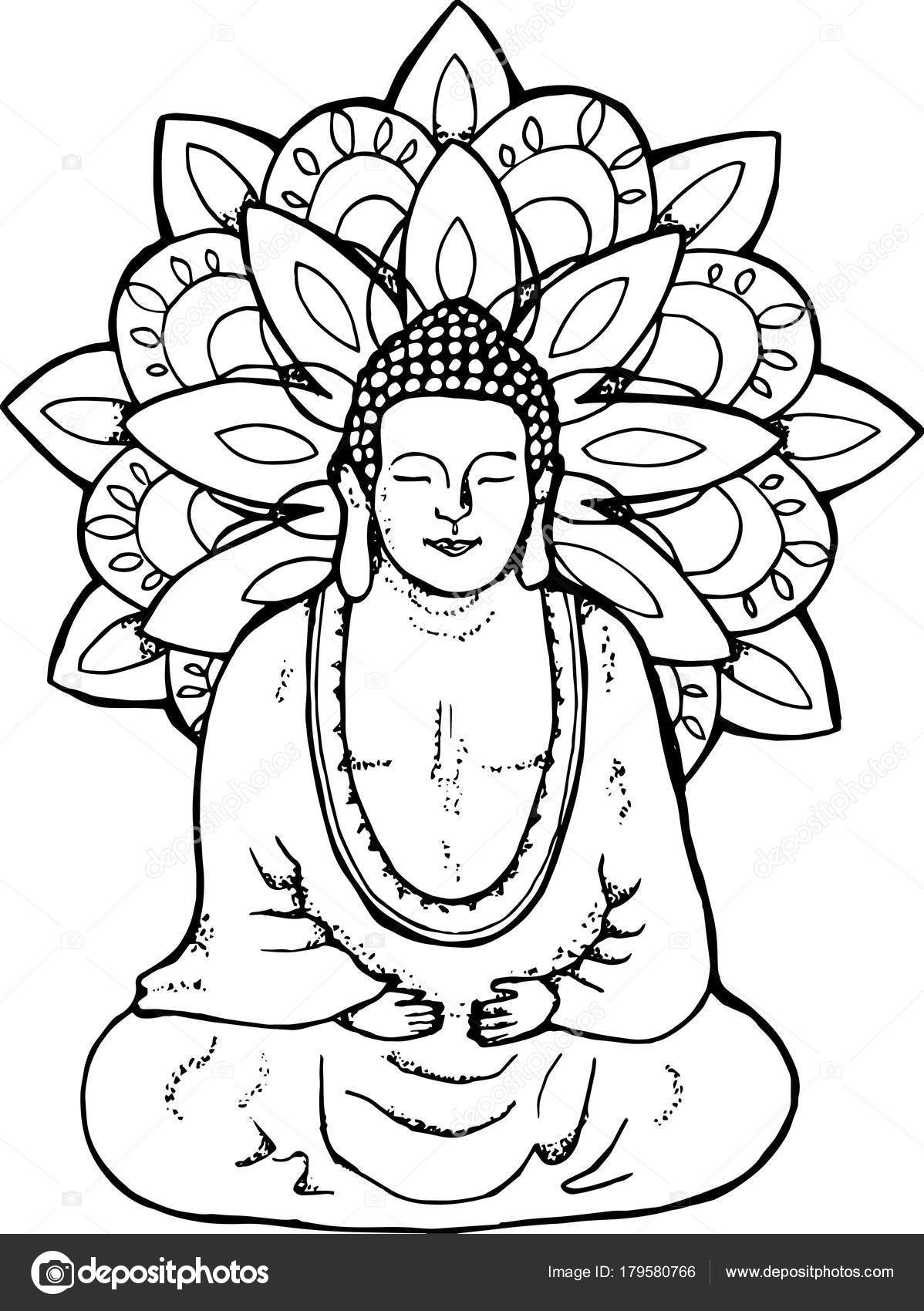 Download Illustration of a meditating buddha. Mandala in the style ...