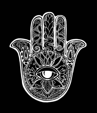 Hamza antik bir simgesinin resmi. Siyah ve beyaz el çizimi. Bir tahtaya tebeşir