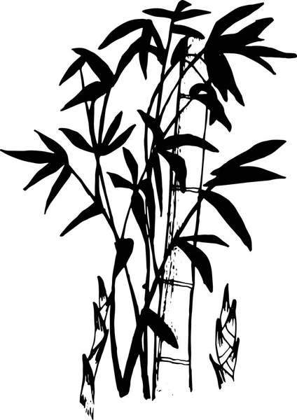 대나무 문신의 흑백 그림 — 스톡 벡터